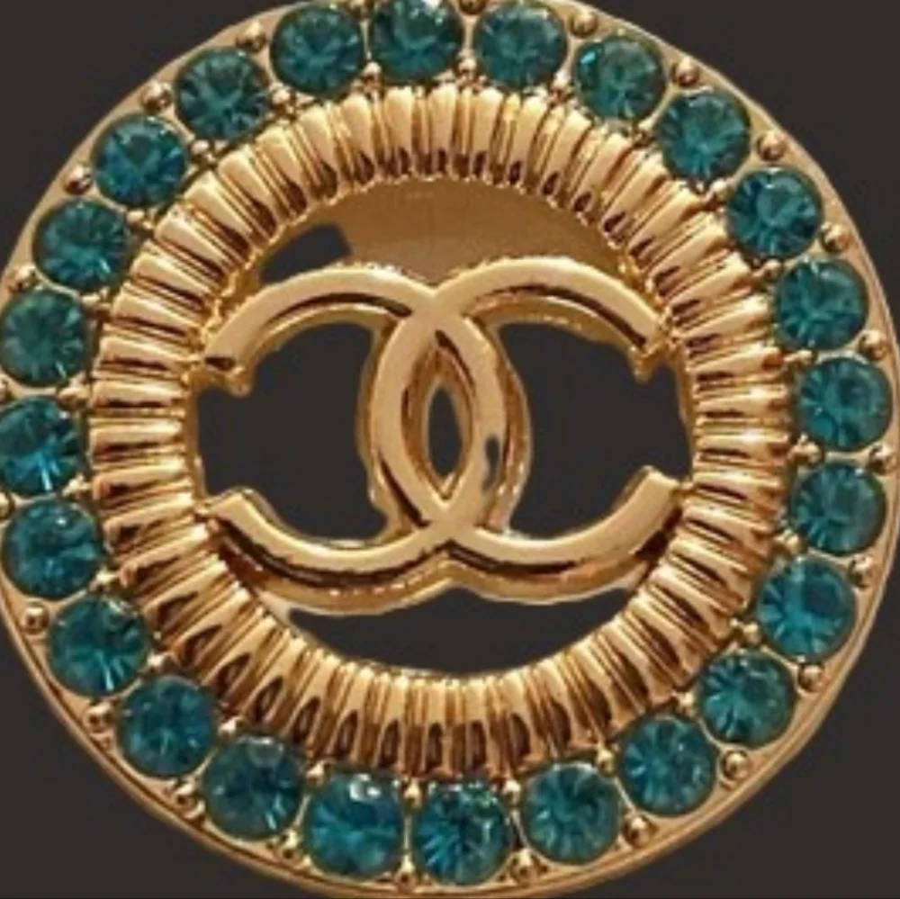 CHANEL Gold and Teal Pendant Zipper Pull charm, Authentic Stamped Chanel. - Picture 2 of 6